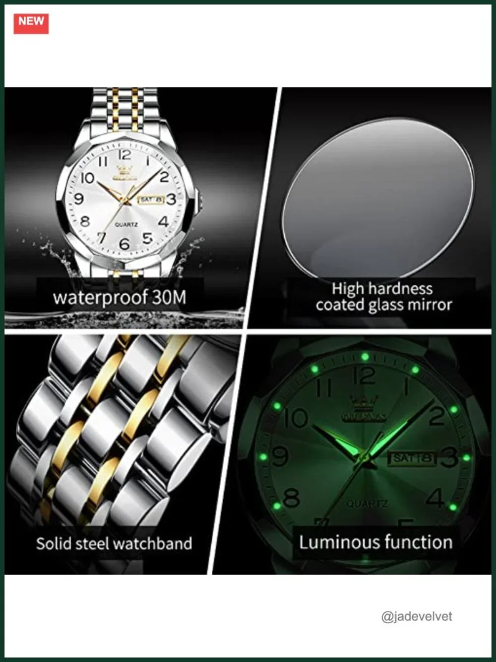 Luxury Dress Watch Women Men Stainless Steel Quartz Waterproof Luminous Date